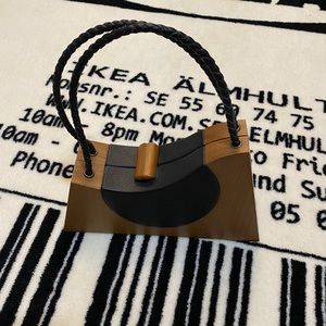 Handmade Wooden With Leather Accent Mini Handbag